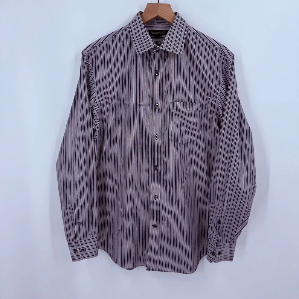 Banana Republic‎ Mens Striped Dress Shirt 15-15 1/2 M Classic Fit Non Iron